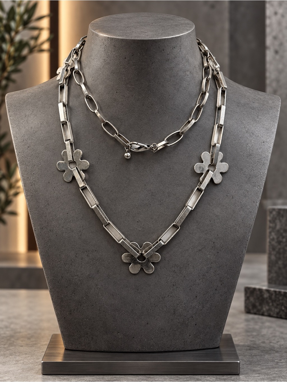 🆕RESTOCKED❤️Silver Floral Link Long Necklace - Women's Jewelry